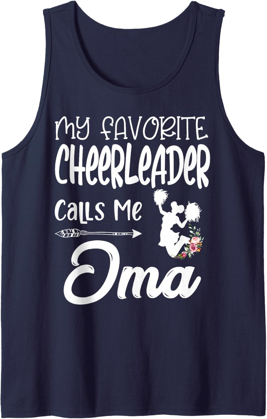 My Favorite Cheerleader Calls Me Oma Cheerleading Funny Gift Sleeveless Tank Top - Navy Blue