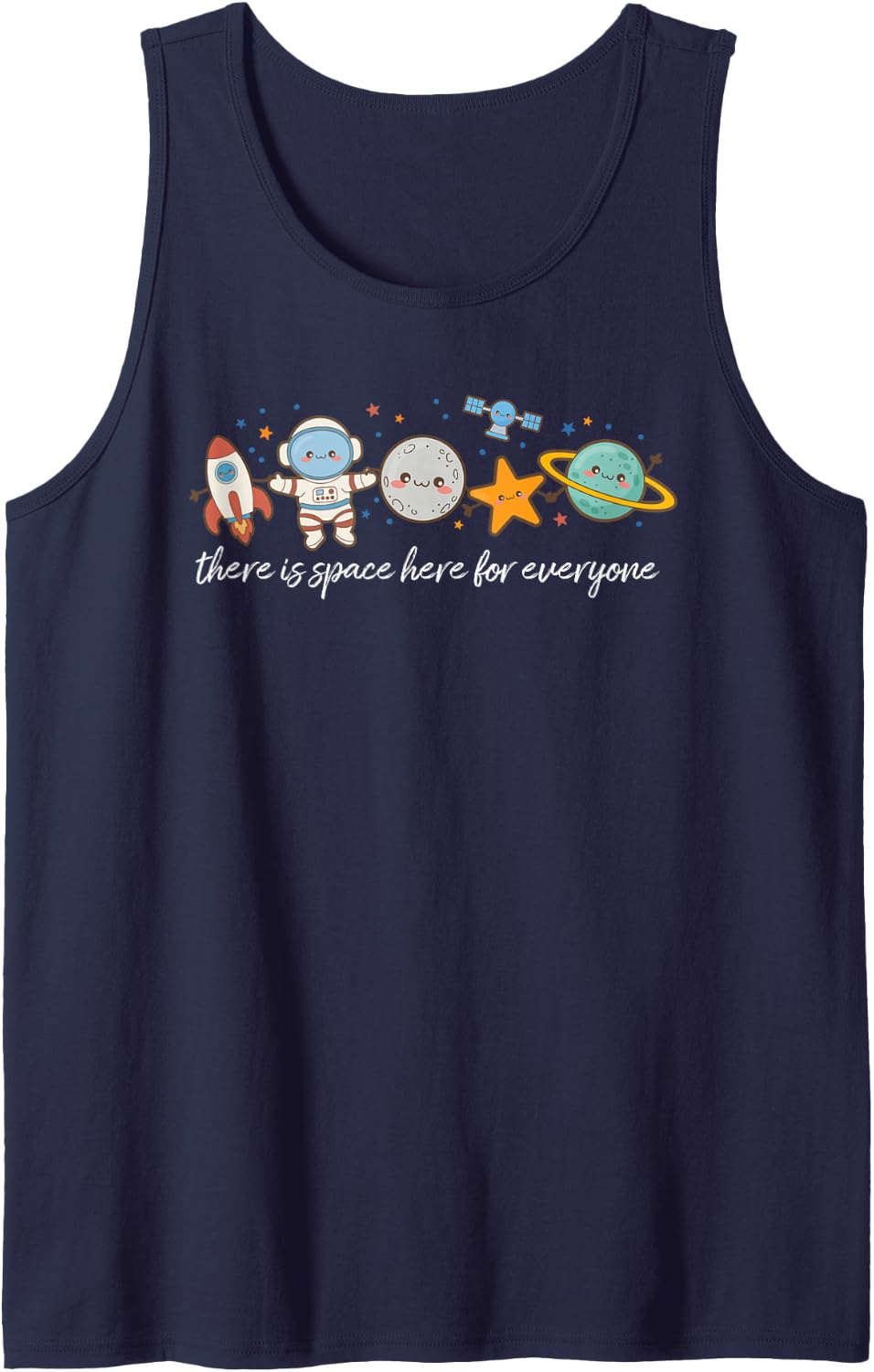 Inclusion Doodle There's Space Here for Everyone School SPED Sleeveless Tank Top - Navy Blue