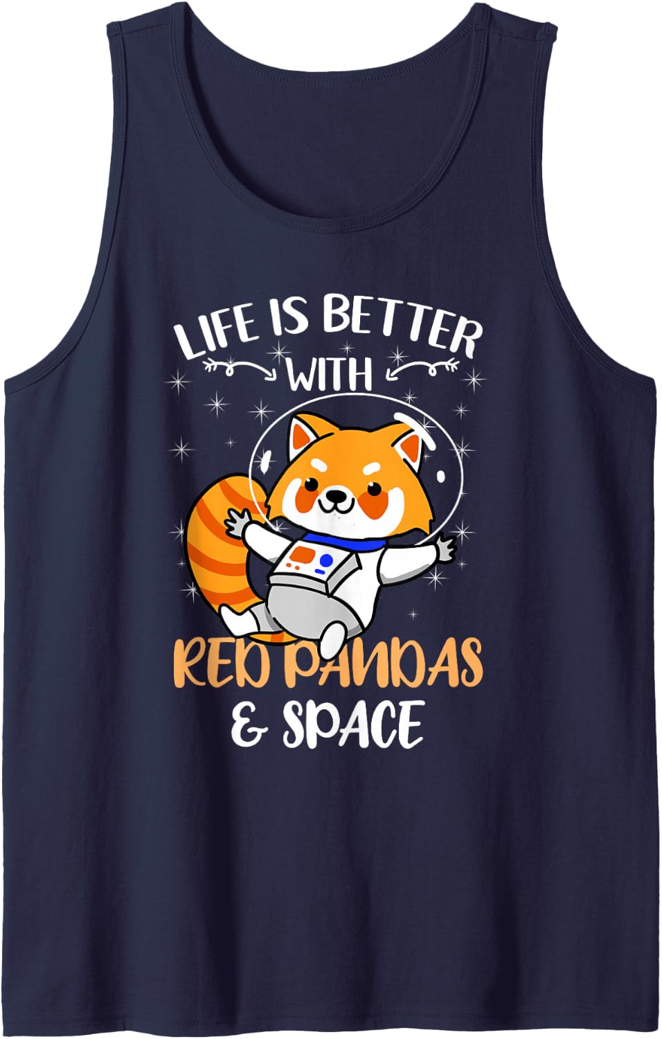 Life is Better with Red Pandas and Space Sleeveless Tank Top - Navy Blue