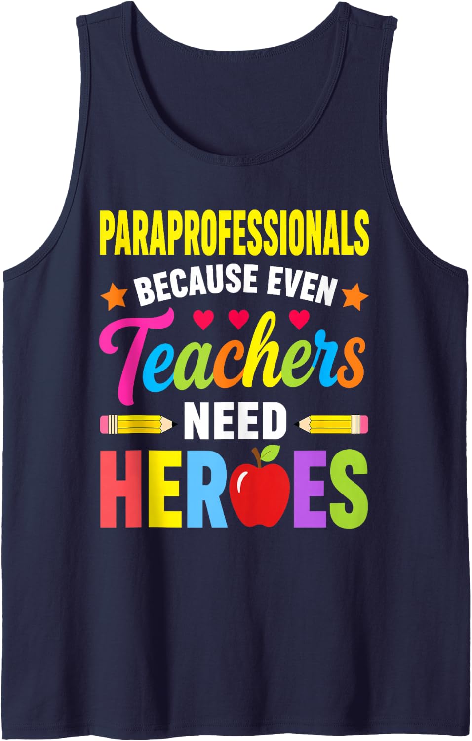 Paraprofessional Art for Men Women Kids Teacher Aide Sleeveless Tank Top - Navy Blue