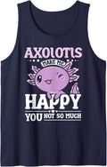 Axolotl Make Me Happy Lover Cute Amphibian Sleeveless Tank Top - Navy Blue