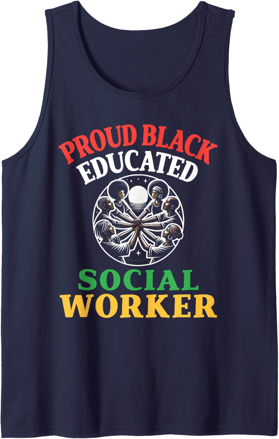 Proud Black Educated Social Worker Black History Month Pride Sleeveless Tank Top - Navy Blue