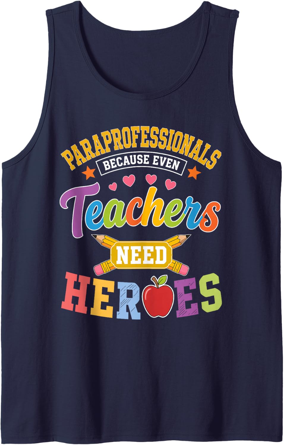 Paraprofessional Art for Men Women Teacher Aide Paraprofes Sleeveless Tank Top - Navy Blue