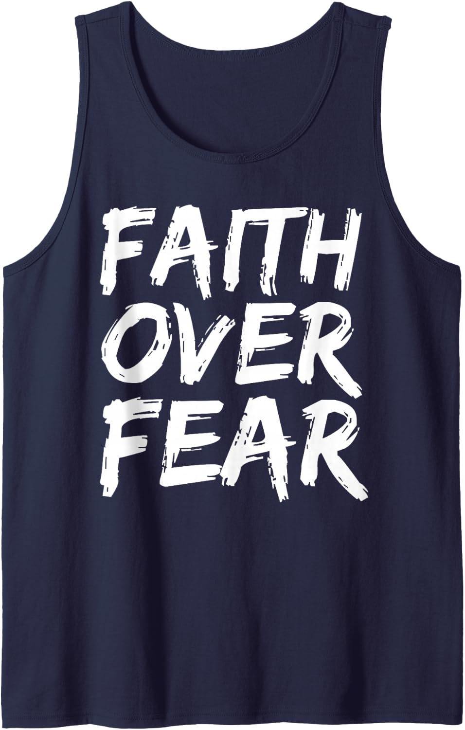 Christian Quote Gift Bible Verse Saying Mens Faith Over Fear Tank Top - Navy Blue