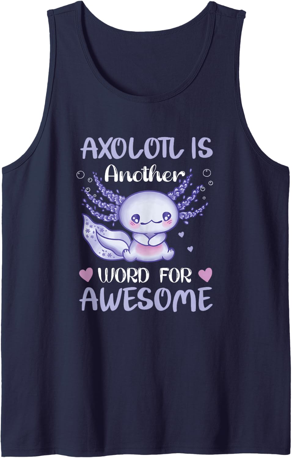Axolotls Kawaii Fish Awesome Axolotl Sleeveless Tank Top - Navy Blue