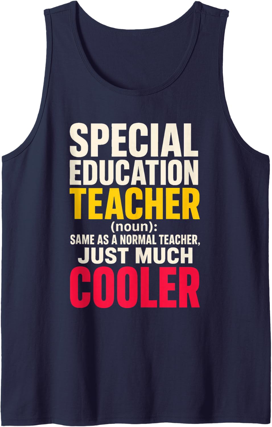 Special Education Teacher Definition Funny SPED Elementary Sleeveless Tank Top - Navy Blue