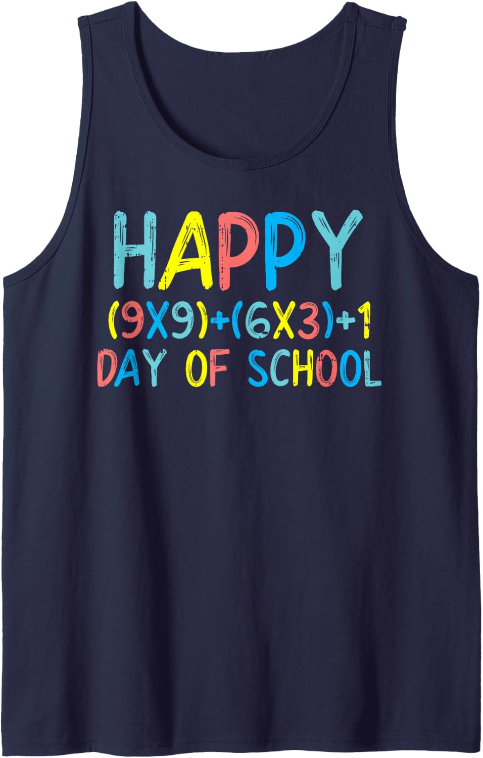 Colorful Math Formula Happy 100 Days School 100th Day Sleeveless Tank Top - Navy Blue