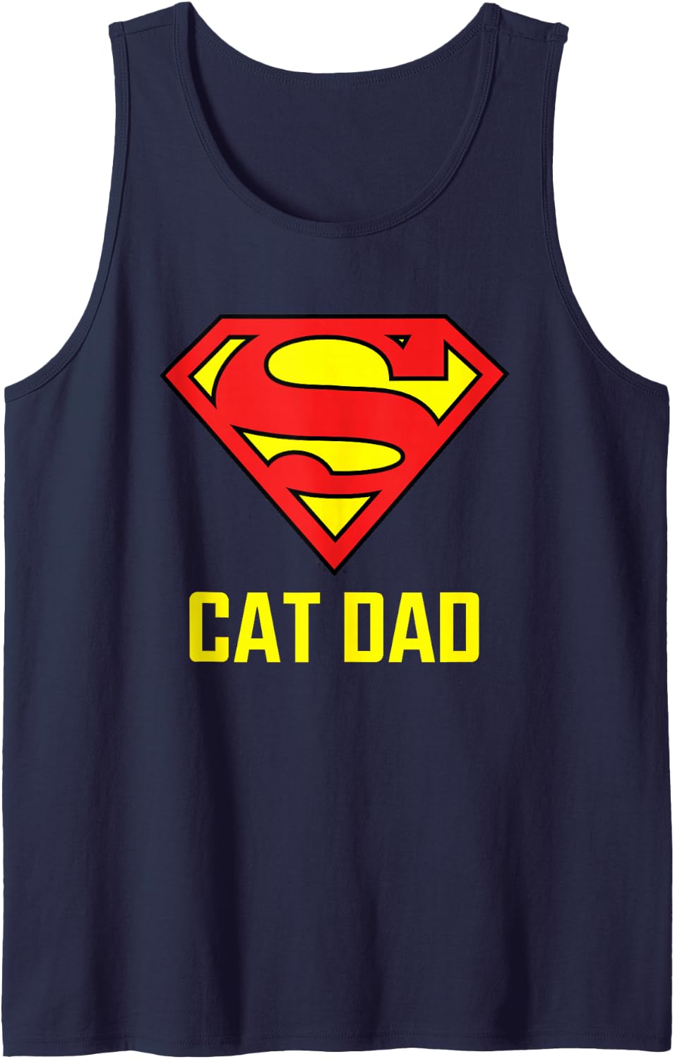 Men's Superman Super Cat Dad Sleeveless Tank Top - Navy Blue