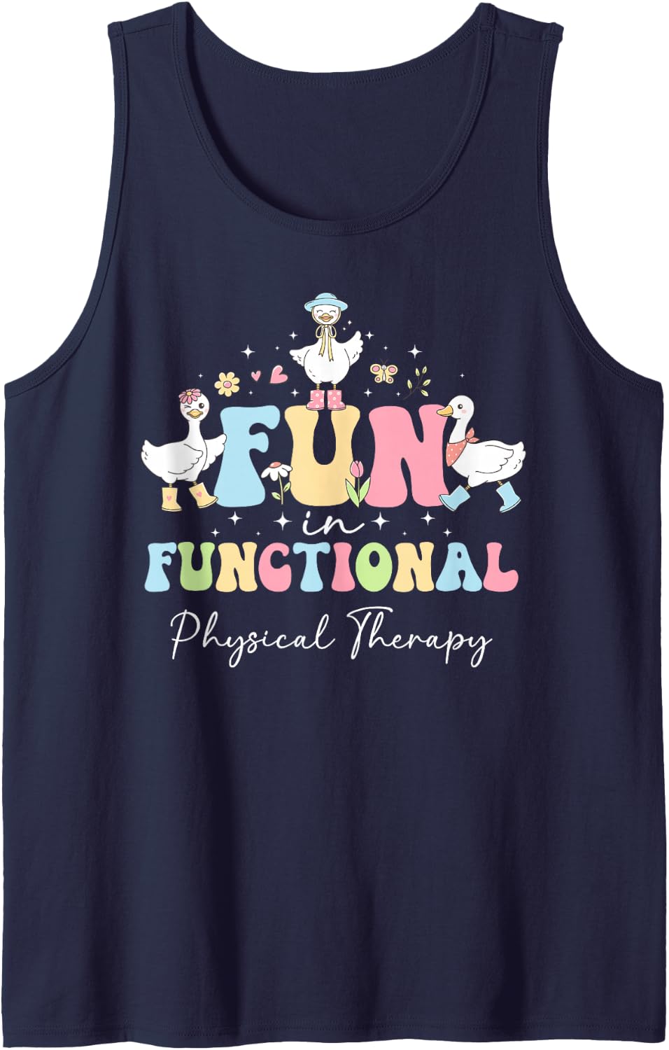 Fun in Functional Physical Therapy Physical Therapist PT Sleeveless Tank Top - Navy Blue