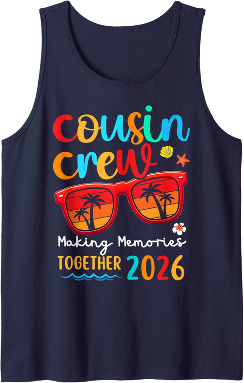 2026 Cousin Crew Beach Summer Vacation Family Trips Matching Tank Top - Navy Blue