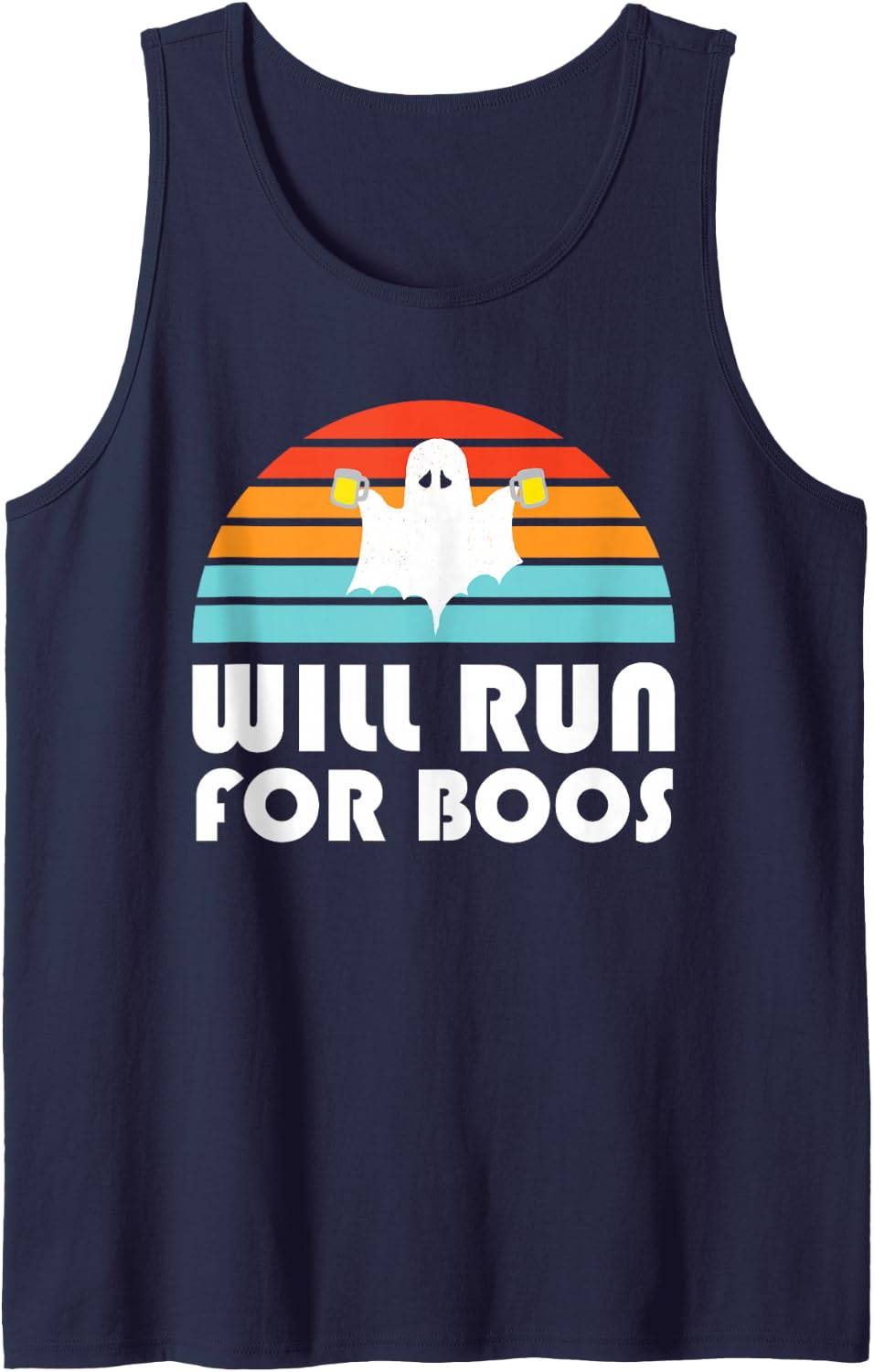 Halloween Running Will Run For Boos Beer Tank Top - Navy Blue