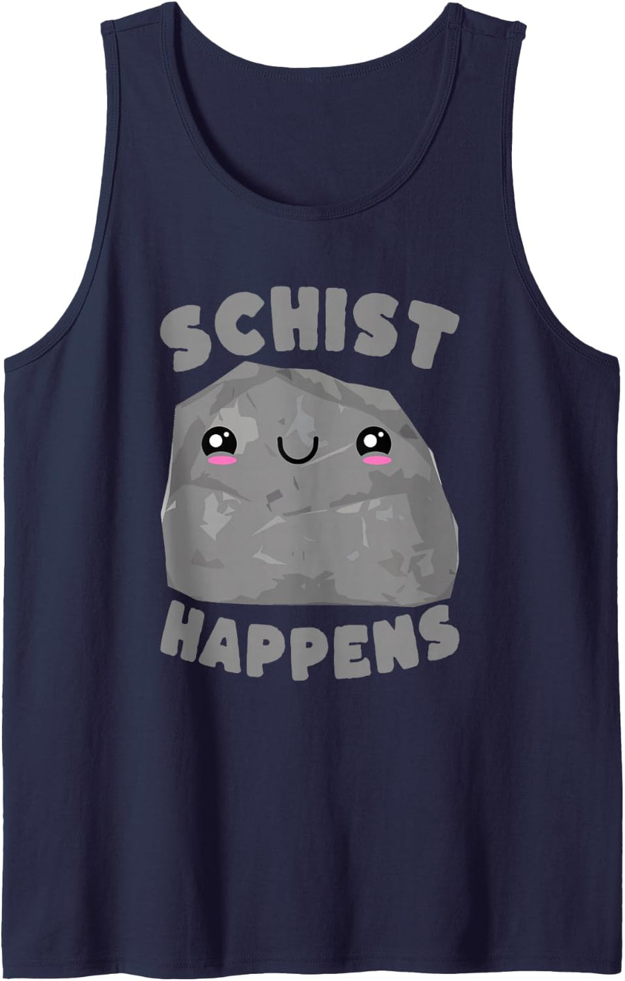 Schist Happens Cute Geology Pun Rock Sleeveless Tank Top - Navy Blue