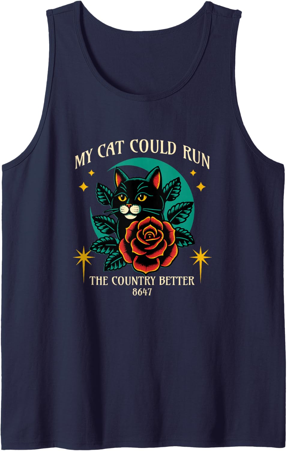 My Cat Can Run The Country Better Cats Protest Cat USA Tank Top - Navy Blue