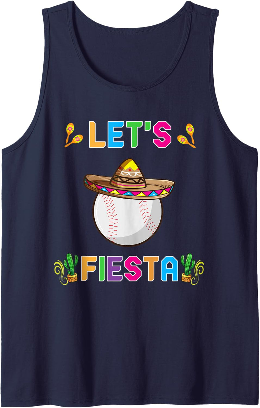 Cinco de Mayo Funny Baseball Let's Fiesta May 5th Kids Boys Tank Top - Navy Blue