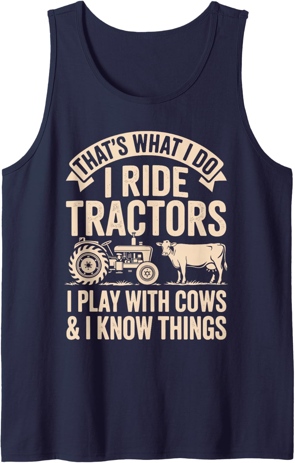 Funny Tractor Art for Men Women Kids Farm Tractor Lovers Sleeveless Tank Top - Navy Blue