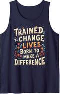 Behavior Analyst Trained to Change Lives Born to Make Sleeveless Tank Top - Navy Blue
