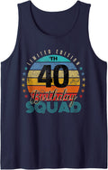 40 Year Old Birthday Squad Vintage 40th B-Day Group Friends Tank Top - Navy Blue