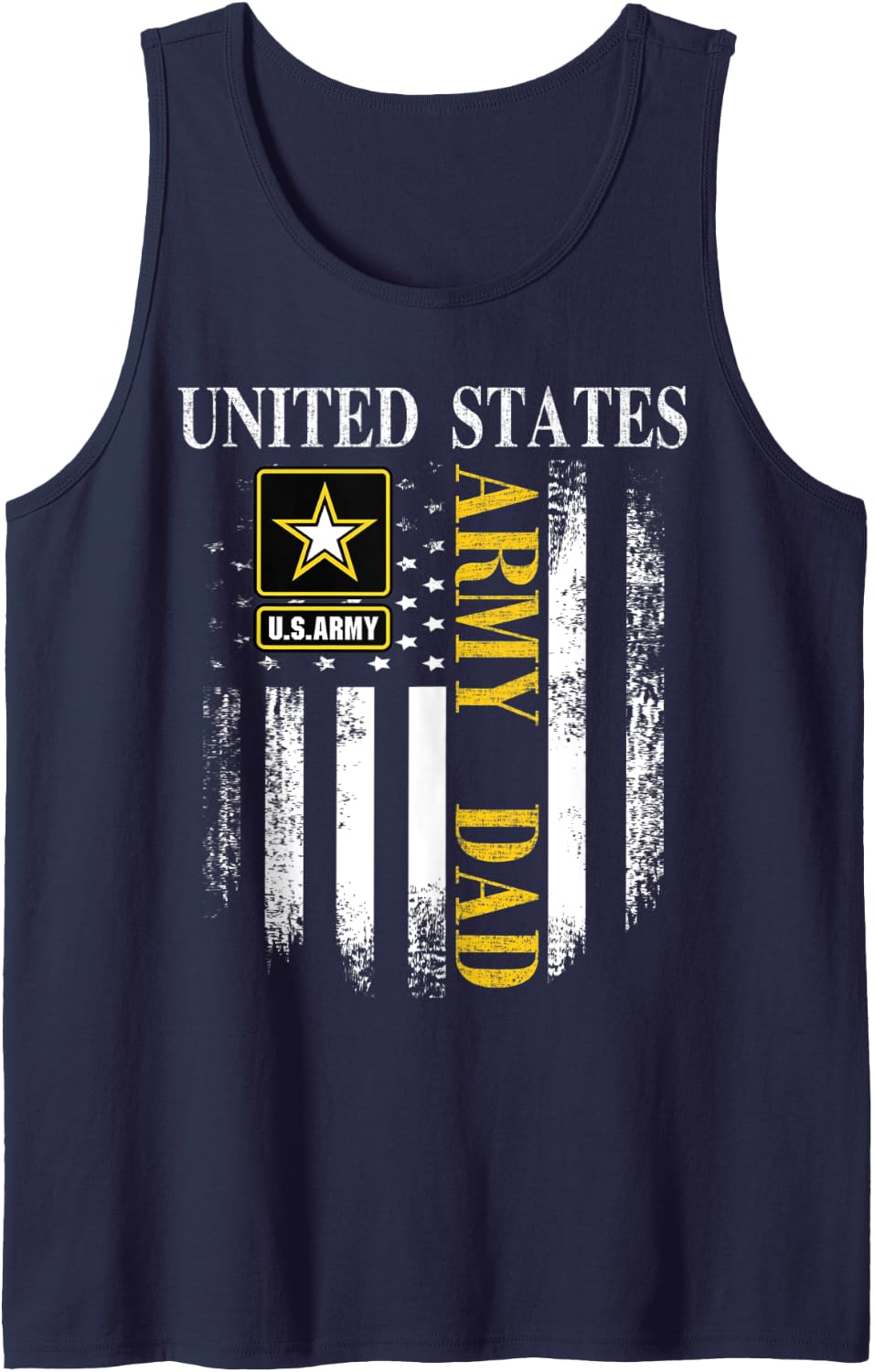 Vintage United States Army Dad With American Flag Gift Tank Top - Navy Blue