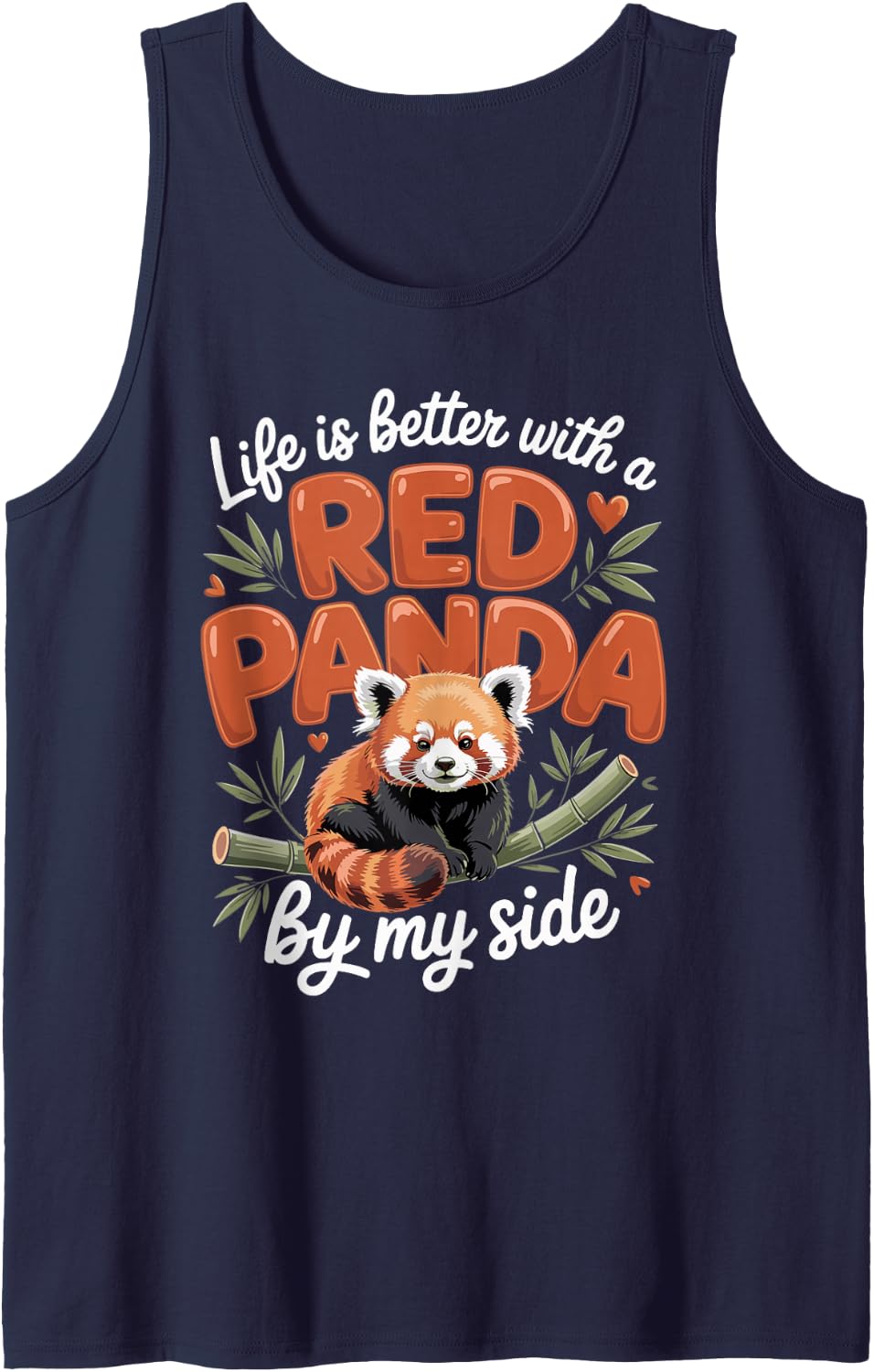Life is Better with a Red Panda by My Side Wildlife Sleeveless Tank Top - Navy Blue