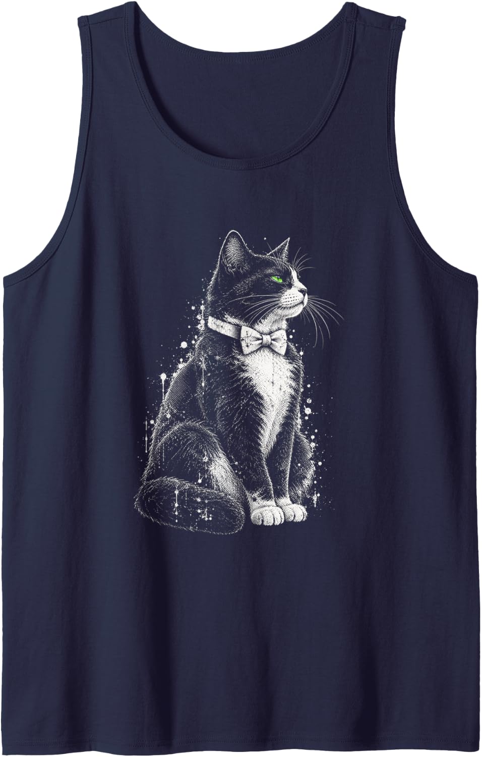 Punk Kitten Funny Mohawk Tuxedo Cat Rock Grunge Sleeveless Tank Top - Navy Blue