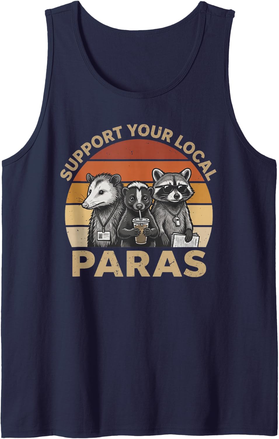 Support Your Local Paras Cute School para Aide Appreciation Sleeveless Tank Top - Navy Blue