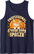 Professional Orange Tabby Spoiler Funny Orange Cat Sleeveless Tank Top - Navy Blue