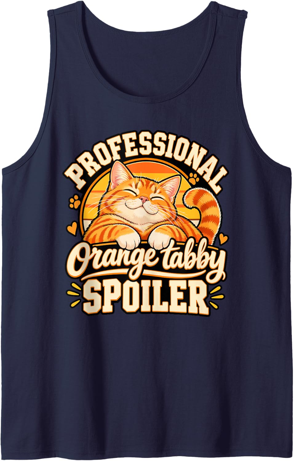 Professional Orange Tabby Spoiler Funny Orange Cat Sleeveless Tank Top - Navy Blue