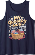 My Grocery Run is Mostly Worms Axolotl Sleeveless Tank Top - Navy Blue