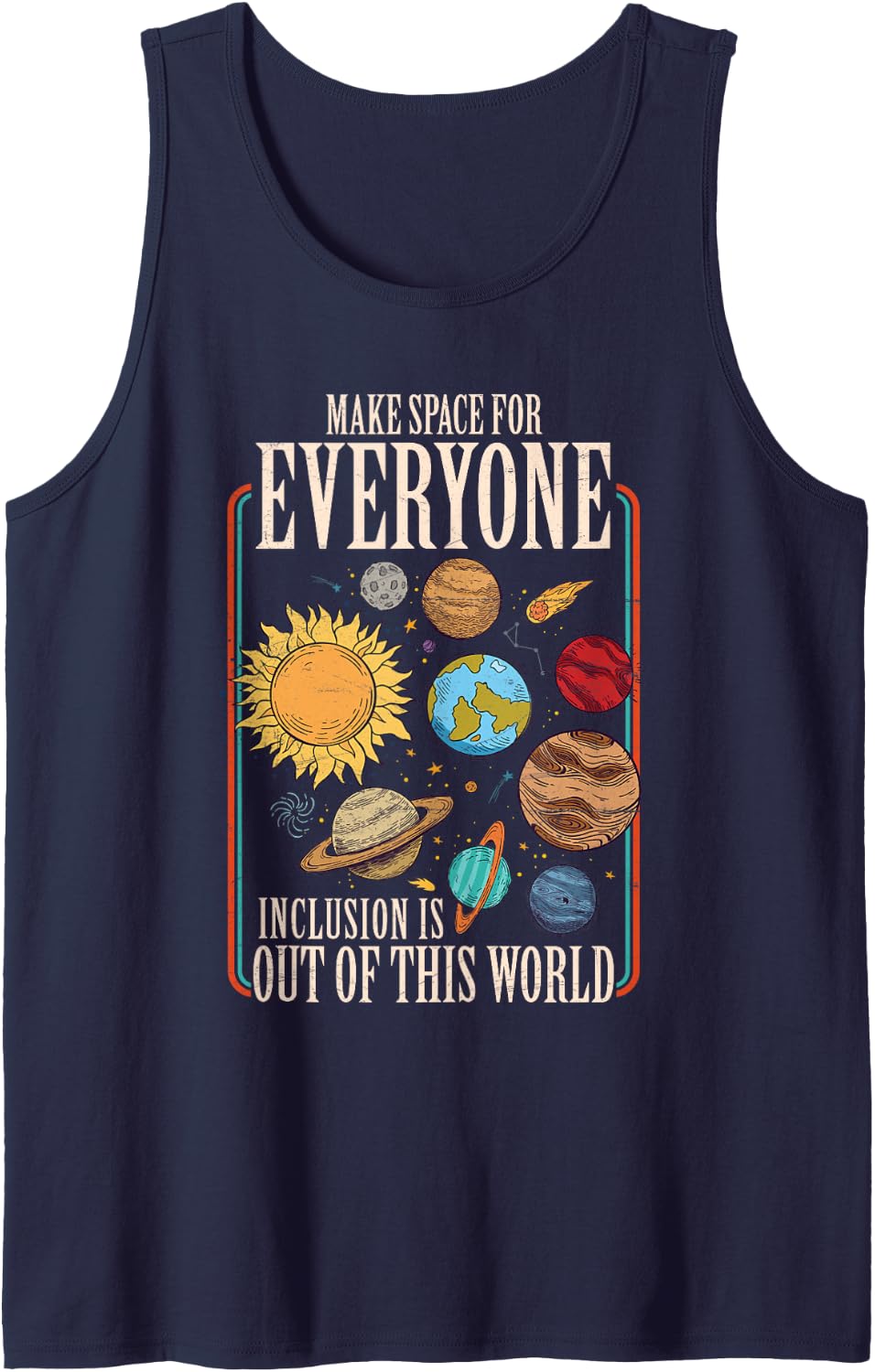 Make Space for Everyone Inclusion SPED Special Education OT Sleeveless Tank Top - Navy Blue