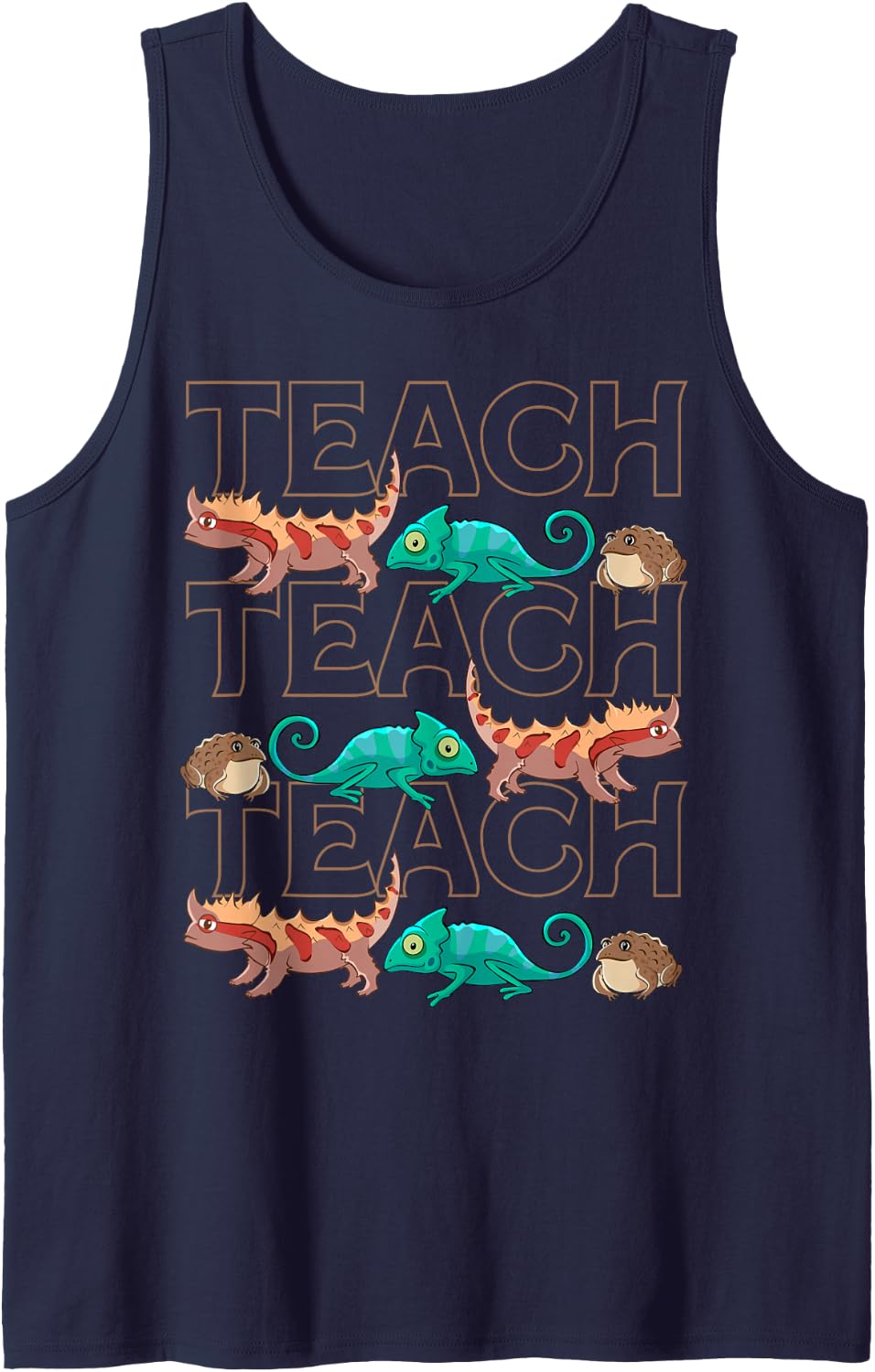 Teacher Cute Reptiles Animal Lover Teaching Student Sleeveless Tank Top - Navy Blue