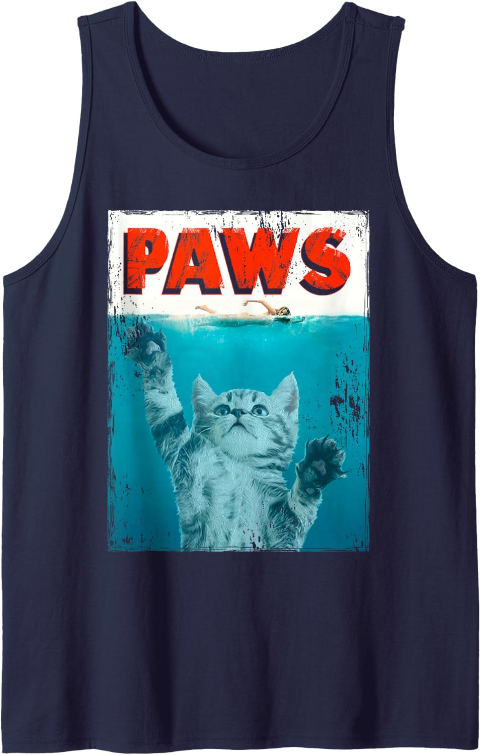 Cat Paw Cute Kitty Tee Cat Mom Kitten Lover Owner Fan Gift Tank Top - Navy Blue