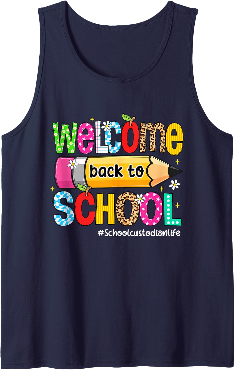 Leopard Sleeveless Tank Top - Navy Blue