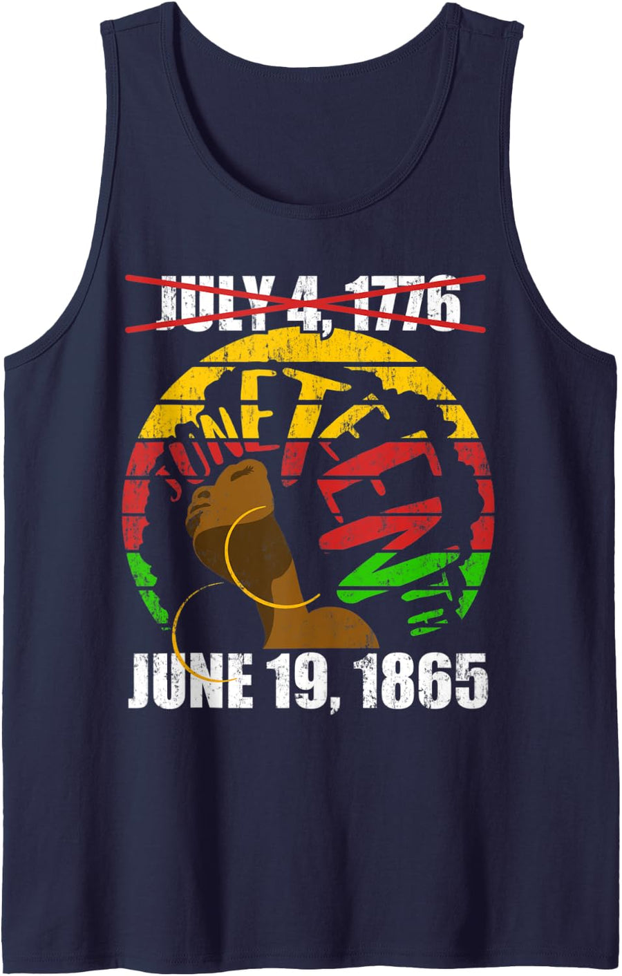 NOT July 4 Juneteenth June 19 1865 My Independence Afro Tank Top - Navy Blue