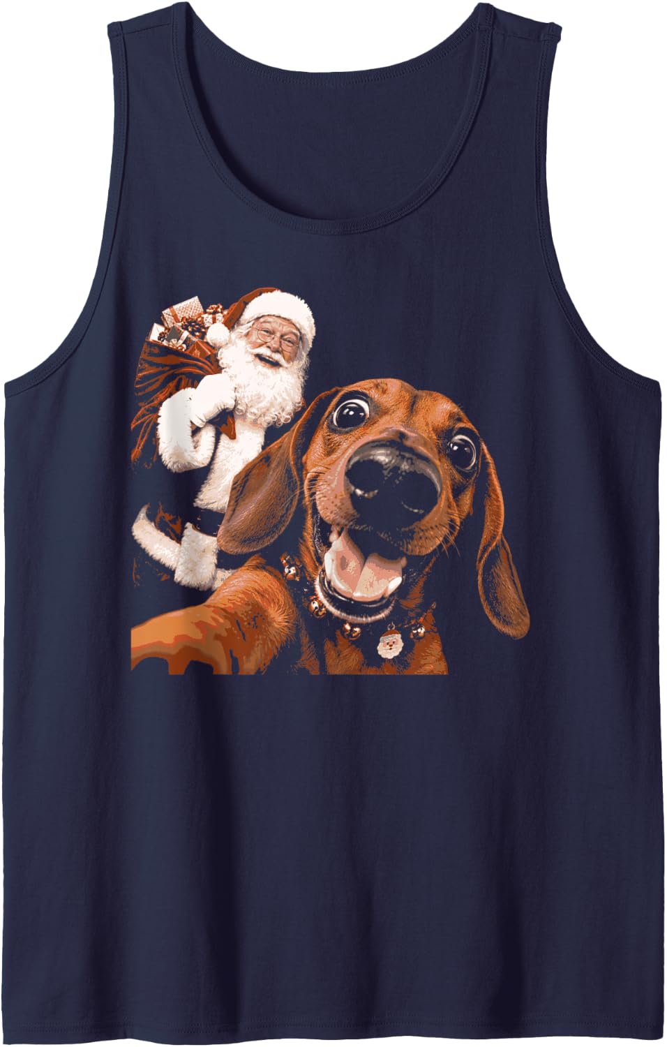 Christmas Basset Hound Selfie with Santa Claus Kids Boys Sleeveless Tank Top - Navy Blue