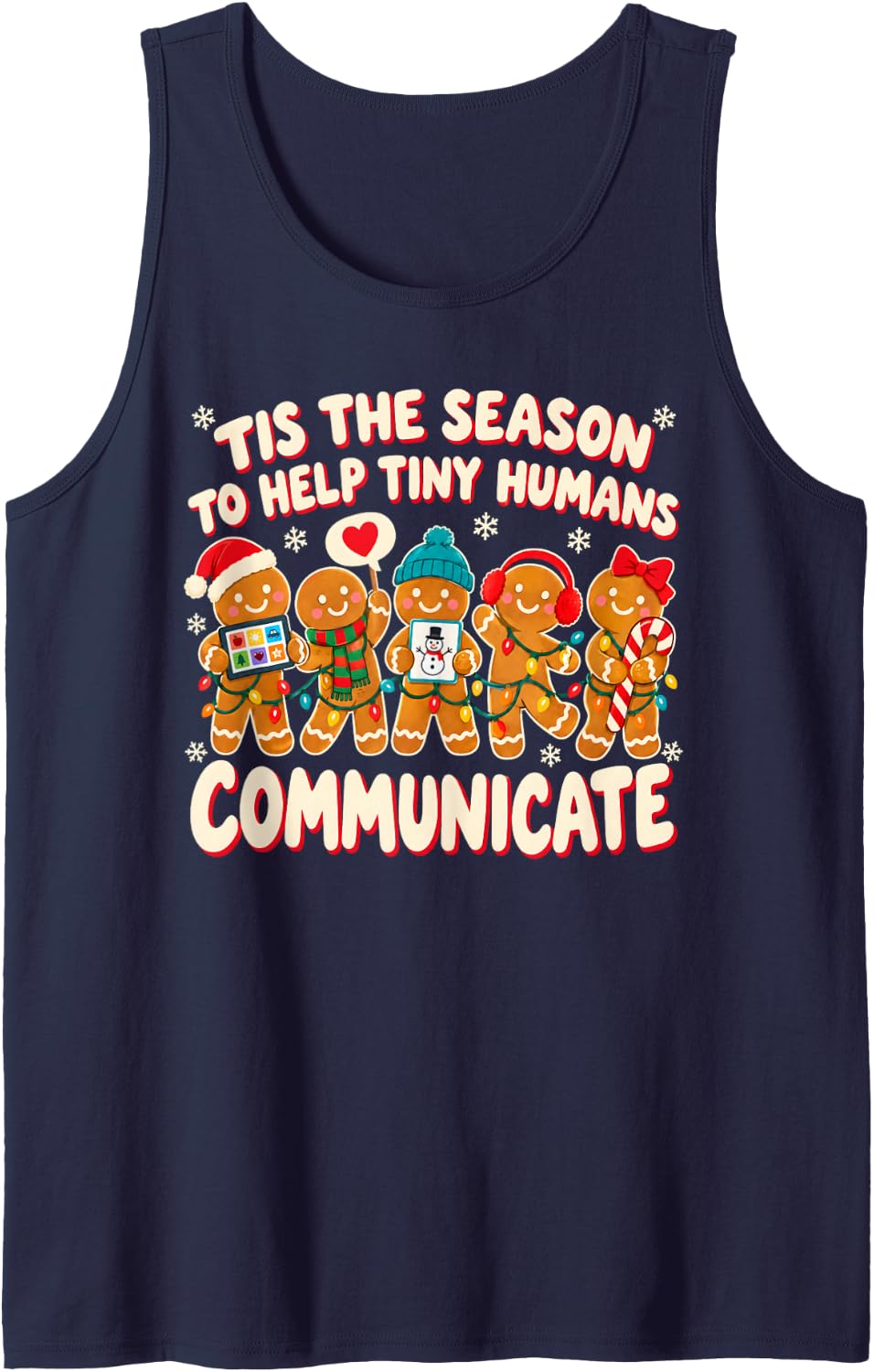 Tis The Season to Help Tiny Humans SLP Christmas Sleeveless Tank Top - Navy Blue