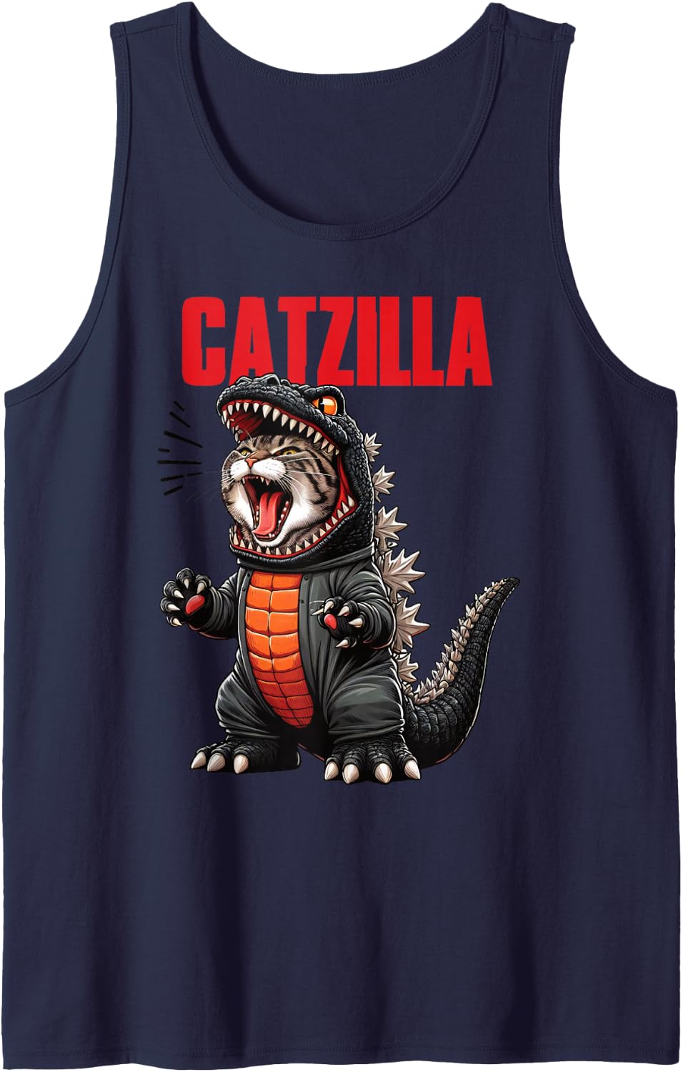 Cute Cat Kitty Catzilla For Cat Moms Cat Dads Pet Lovers Tank Top - Navy Blue