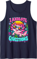 I Axolotl Questions Funny Sleeveless Tank Top - Navy Blue