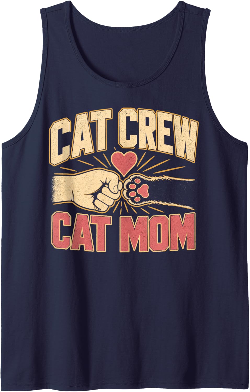 Cat Crew Cat Mom Feline Sleeveless Tank Top - Navy Blue
