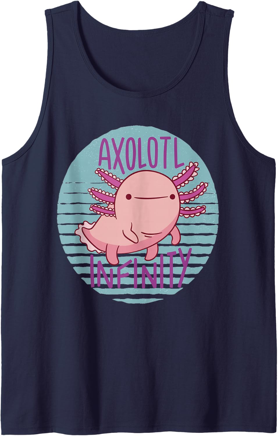 Cute Sweet Axolotl Comicstyle Infinity Amphibian Axolotls Sleeveless Tank Top - Navy Blue