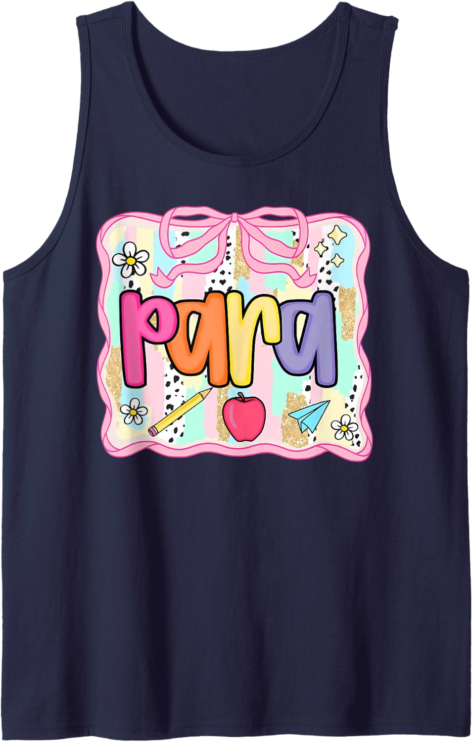 para Coquette Teacher Aide Paraprofessional Back to School Sleeveless Tank Top - Navy Blue