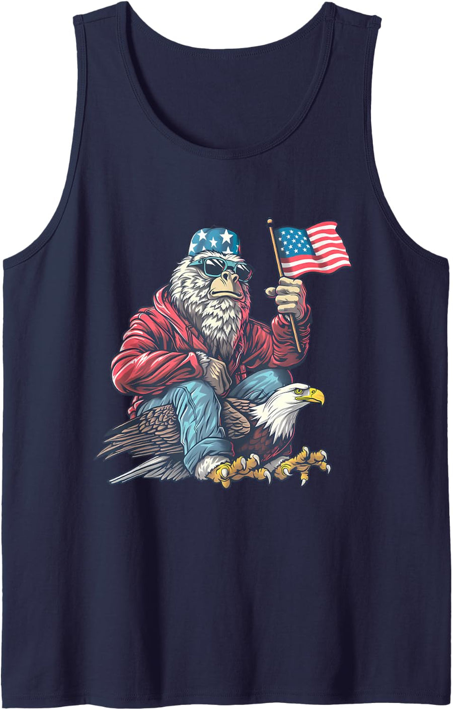 4th Of July Bald Eagle American Flag Bigfoot Fourth Of July Tank Top - Navy Blue