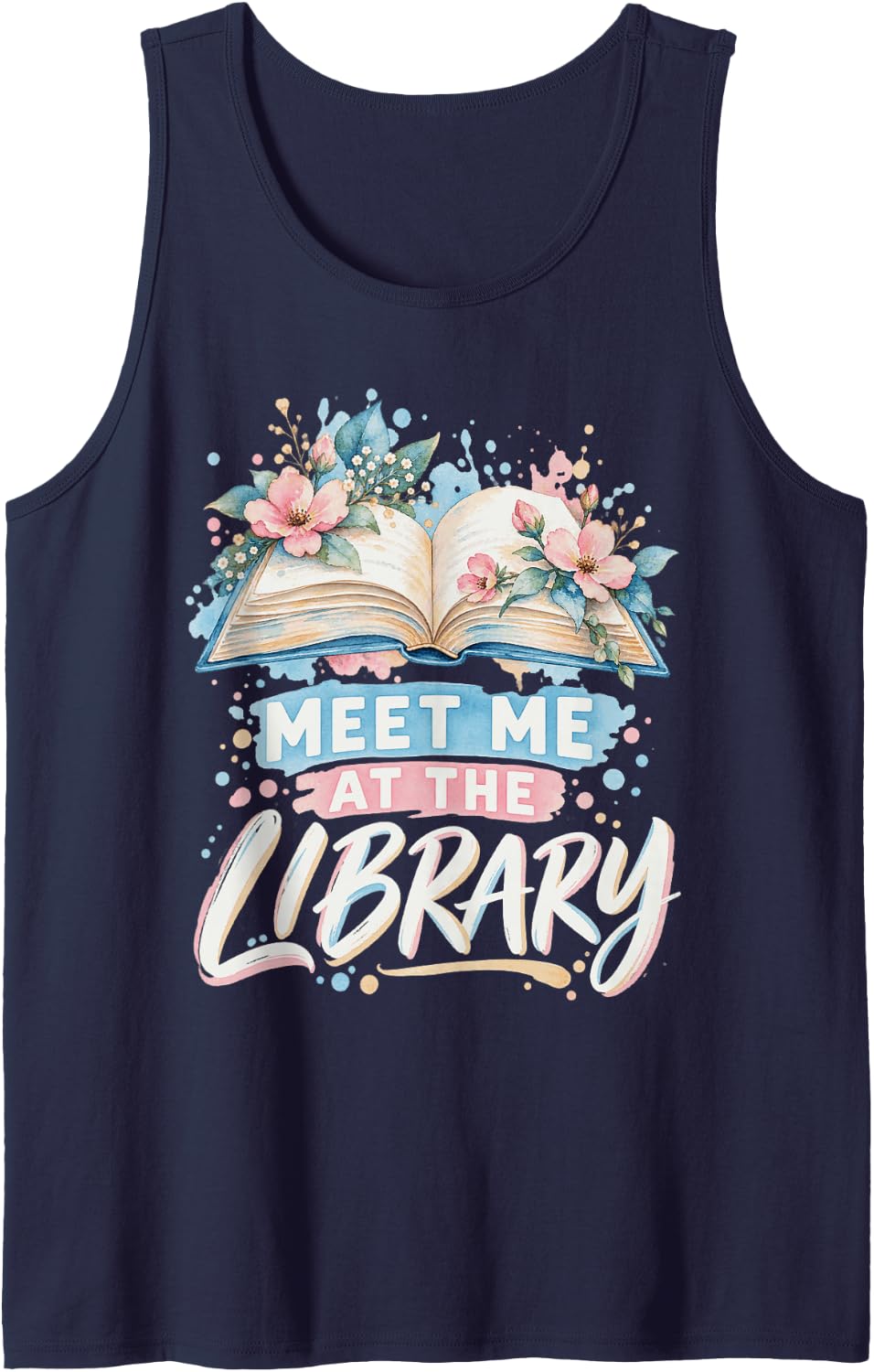 Meet Me At The Library Literary Gift for Teachers Sleeveless Tank Top - Navy Blue
