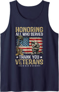 Honoring All who Served Thank You Veterans Day US Patriotic Tank Top - Navy Blue