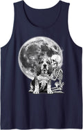 Skeleton Hugging Dog Halloween Basset Hound Lover Mom Dad Tank Top - Navy Blue