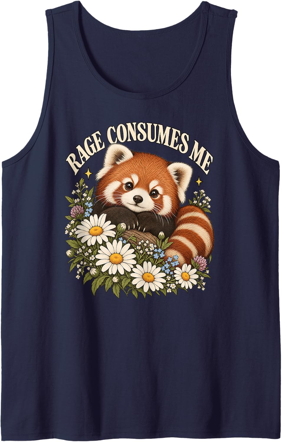 Cute Red Panda Rage Consumes Me Funny Grumpy Animal Lover Sleeveless Tank Top - Navy Blue