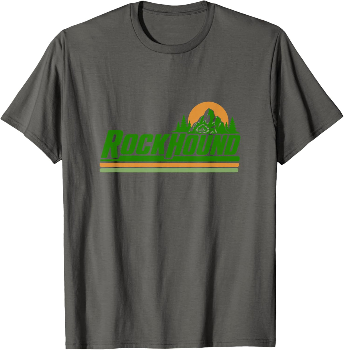 Rockhound Mountain Sunset Retro Rock Collector T-Shirt - Asphalt Grey