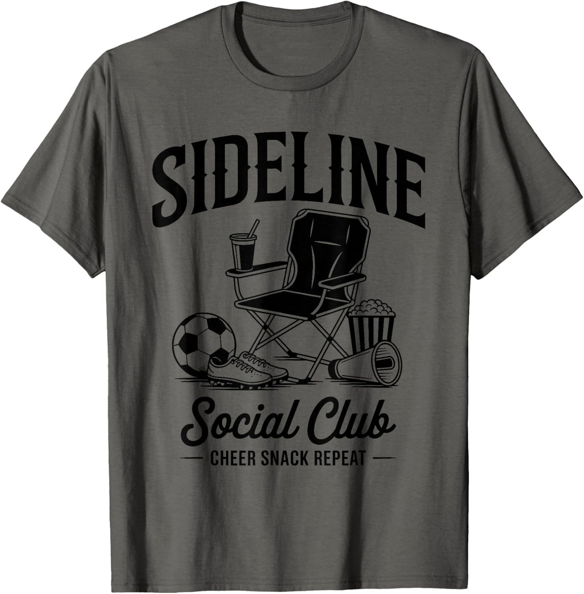 Sideline Social Club Grandma Sister Mothers Day Soccer Mom T-Shirt - Asphalt Grey