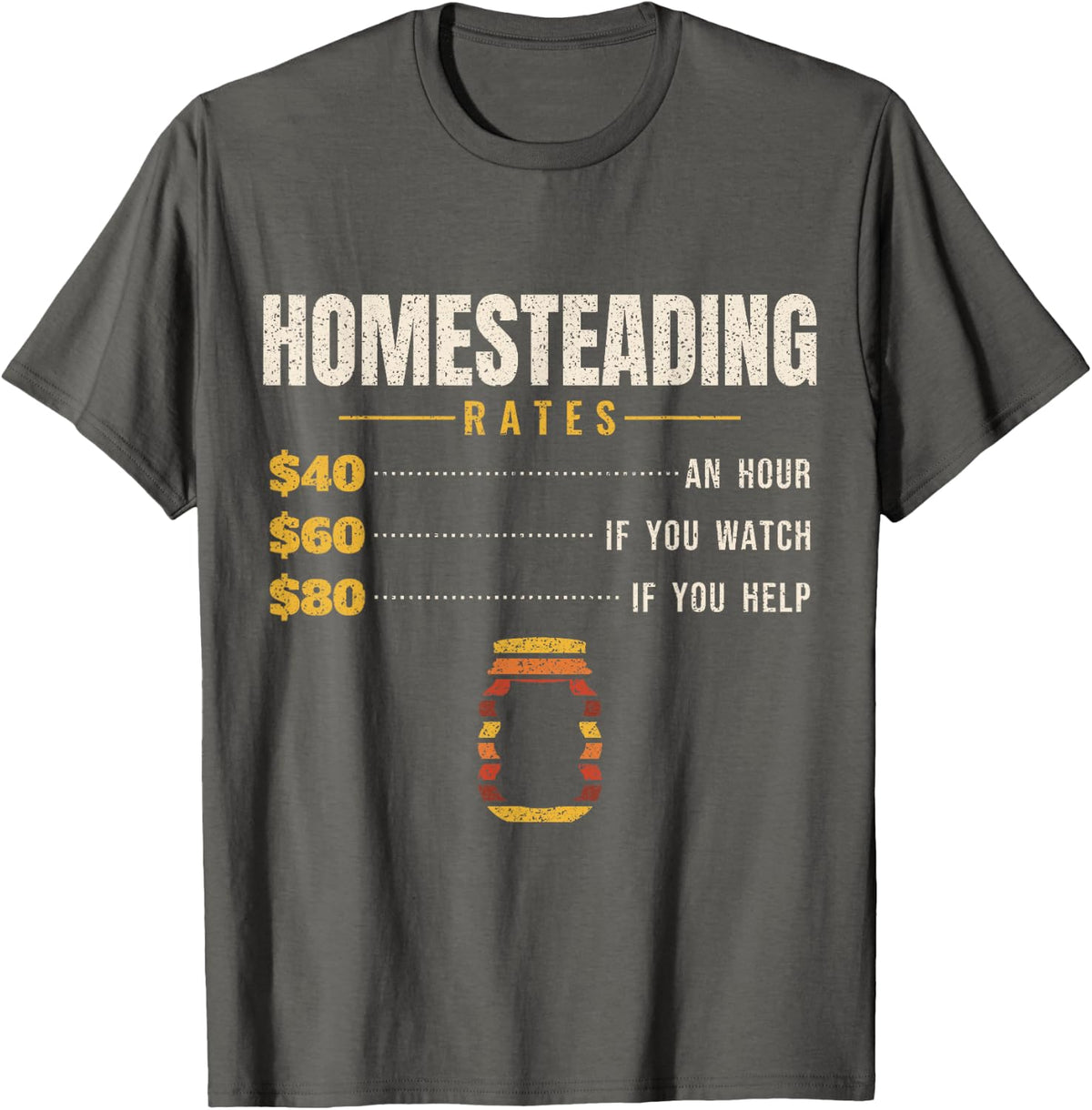 Homesteading - Rates Per Hour - Homesteader Off Grid T-Shirt - Asphalt Grey