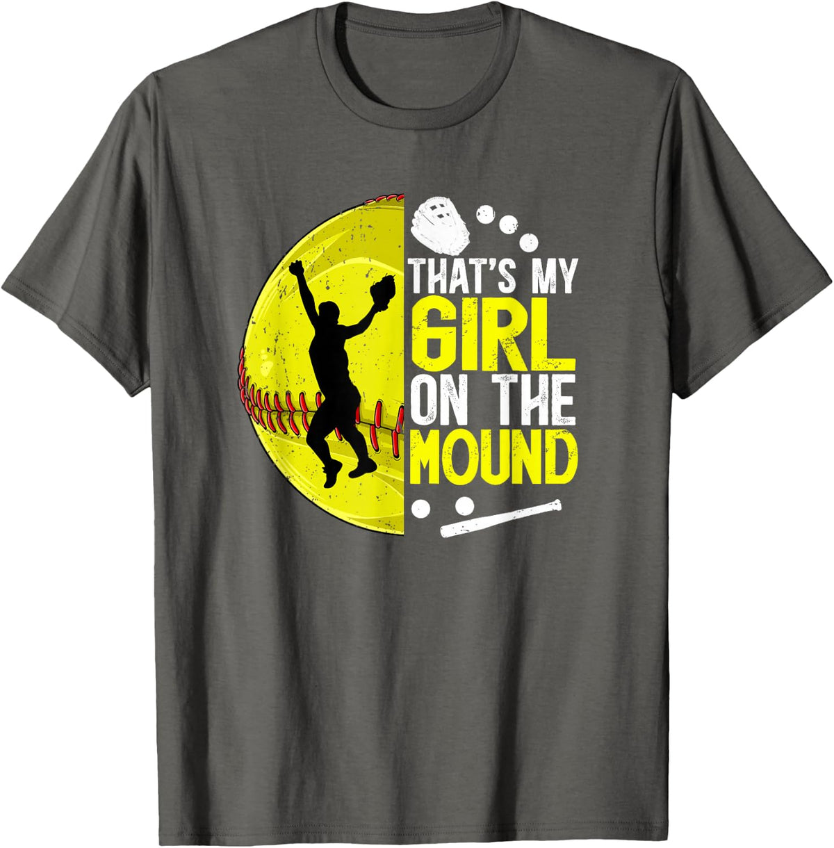That's My Girl Softball Pitcher Dad Softball Pitcher Father T-Shirt - Asphalt Grey