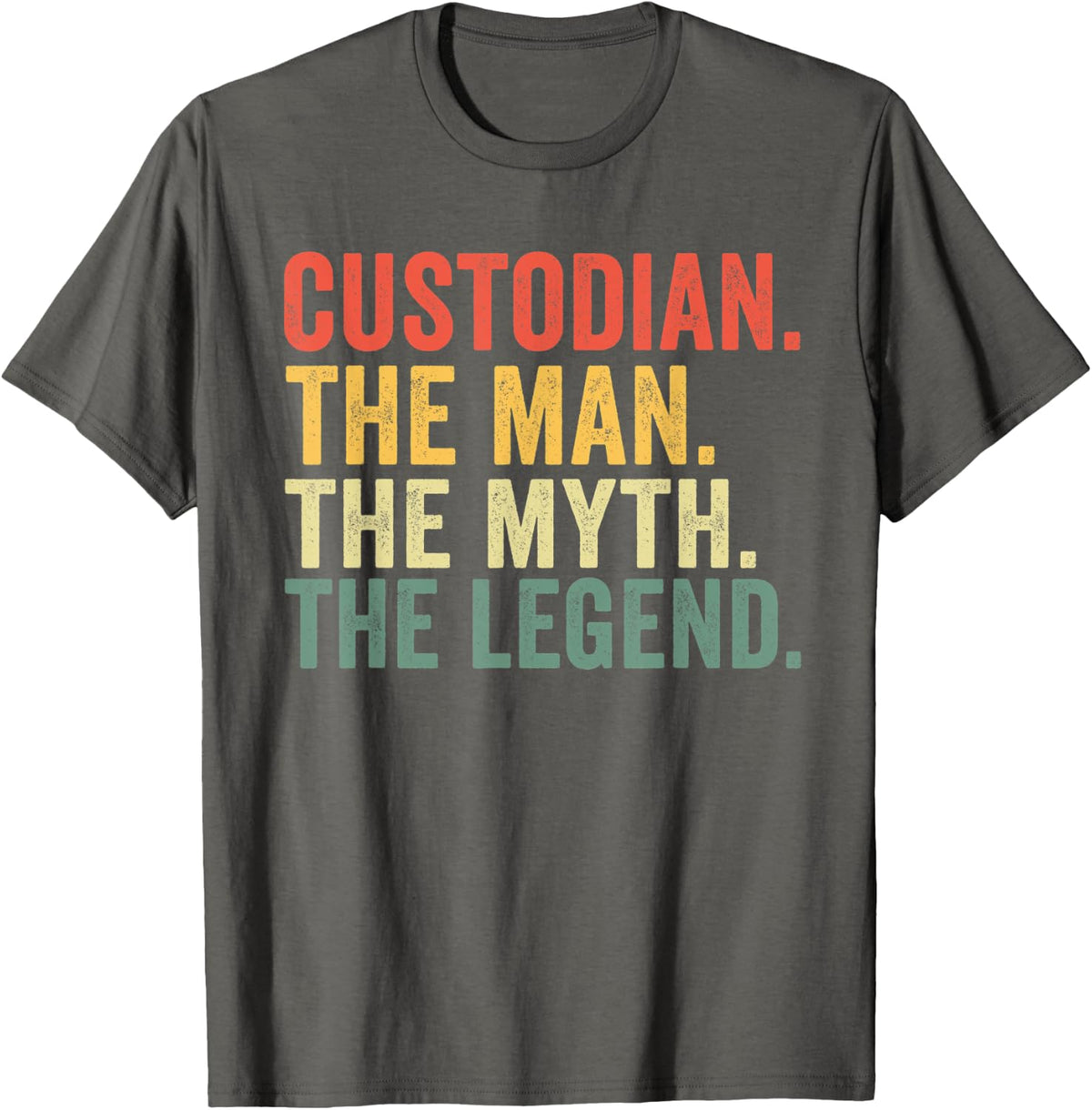 Funny Custodian The Man Myth Legend Vintage T-Shirt - Asphalt Grey